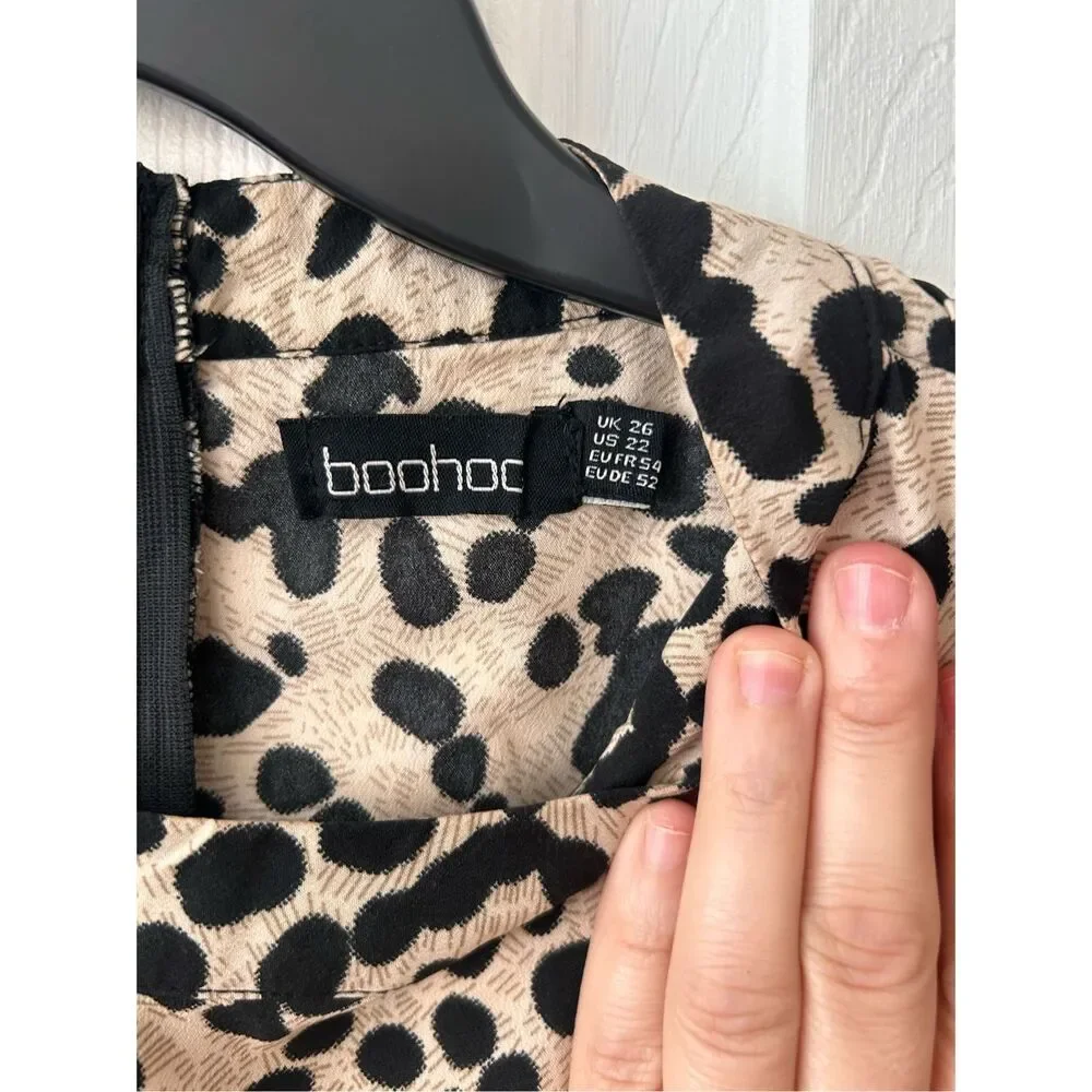 Boohoo Leopard Ruffled Wide Leg Jumpsuit Plus Size 22 - Picture 12 of 13